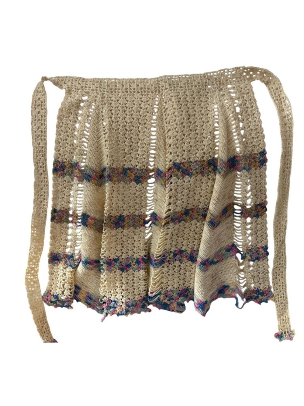 Hand Crochet Vintage Half Apron 21" long